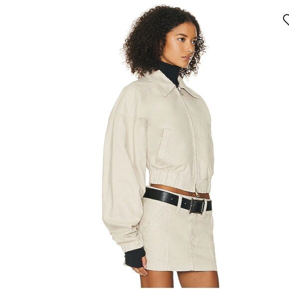 HELSA Workwear Bomber Jacket Cotton zip front khaki $358 Revolve FWRD Sold Out L - Picture 2 of 13